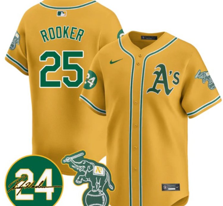 Brent Rooker Jersey 25 Oakland Athletics 2025 Rickey Henderson Memorial Stitched Yellow