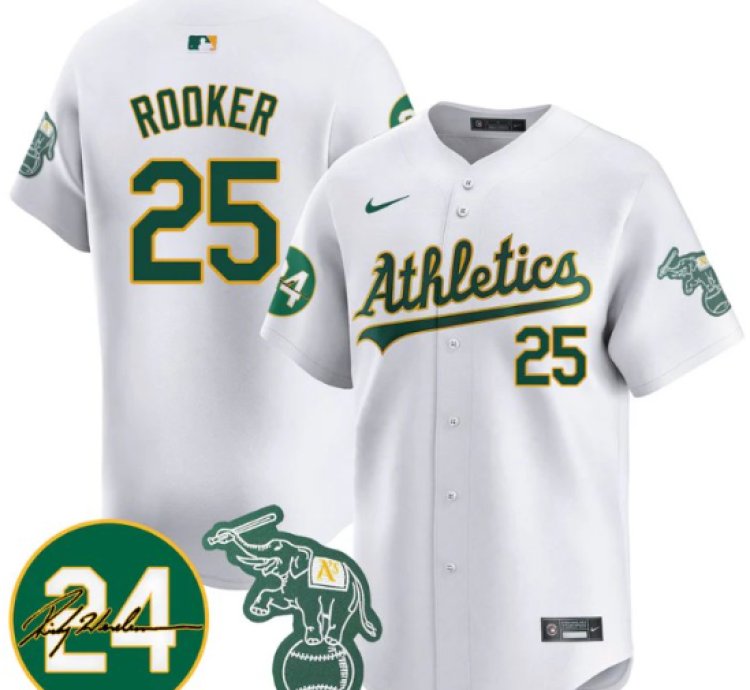 Brent Rooker Jersey 25 Oakland Athletics 2025 Rickey Henderson Memorial Stitched White