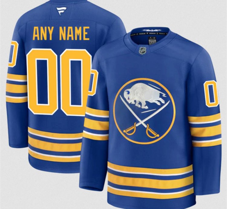 Mens Custom Buffalo Sabres Jersey Name Number 2025 Home Blue Stitched