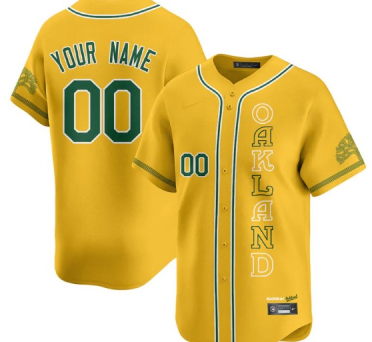 Custom Oakland Athletics Jersey Name Number City Connect Concept Stitched Yellow