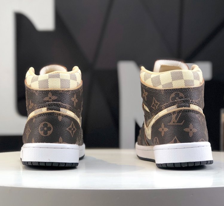 Louis Vuitton x Air Jordan 1 High Lv Damier Azur Monogram Brown