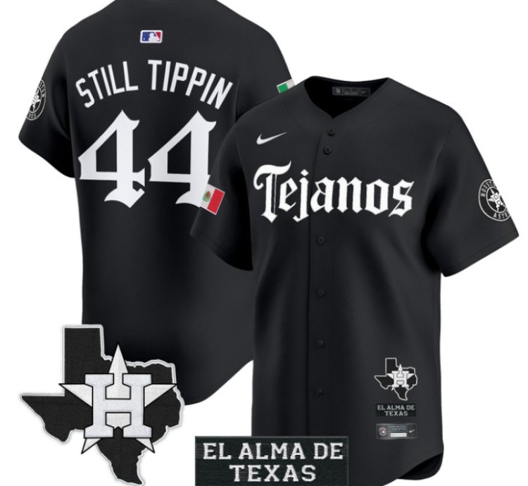 Still Tippin Jersey 44 Houston Astros Mexico Tejano Barrio Style Vapor Limited Stitched Black