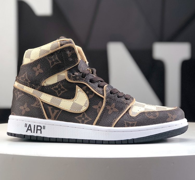 Louis Vuitton x Air Jordan 1 High Lv Damier Azur Monogram Brown