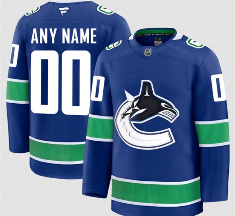 Mens Custom Vancouver Canucks Jersey Name Number 2025 Home Blue