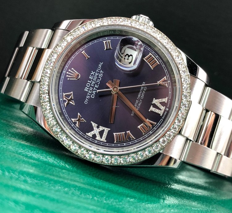 Rolex Datejust 36 126284rbr Purple Roman Diamond Dial Oyster