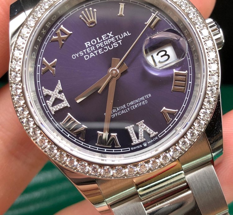 Rolex Datejust 36 126284rbr Purple Roman Diamond Dial Oyster