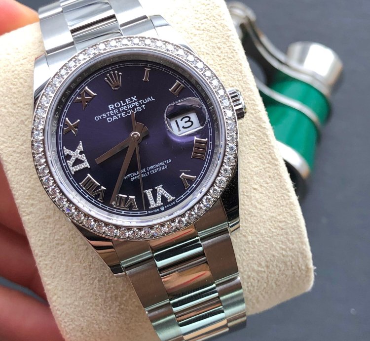 Rolex Datejust 36 126284rbr Purple Roman Diamond Dial Oyster