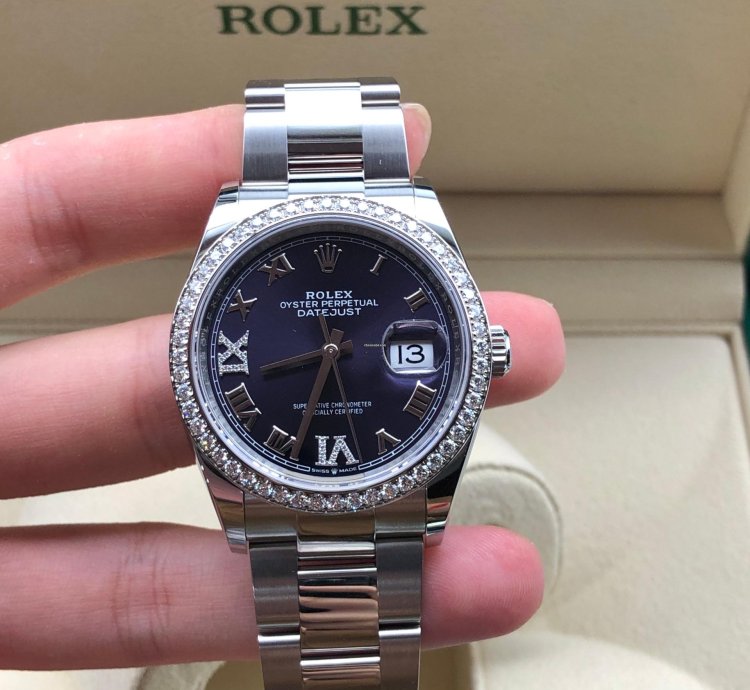 Rolex Datejust 36 126284rbr Purple Roman Diamond Dial Oyster