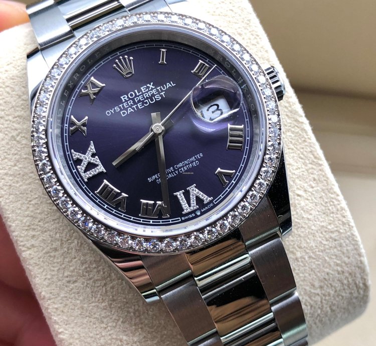 Rolex Datejust 36 126284rbr Purple Roman Diamond Dial Oyster