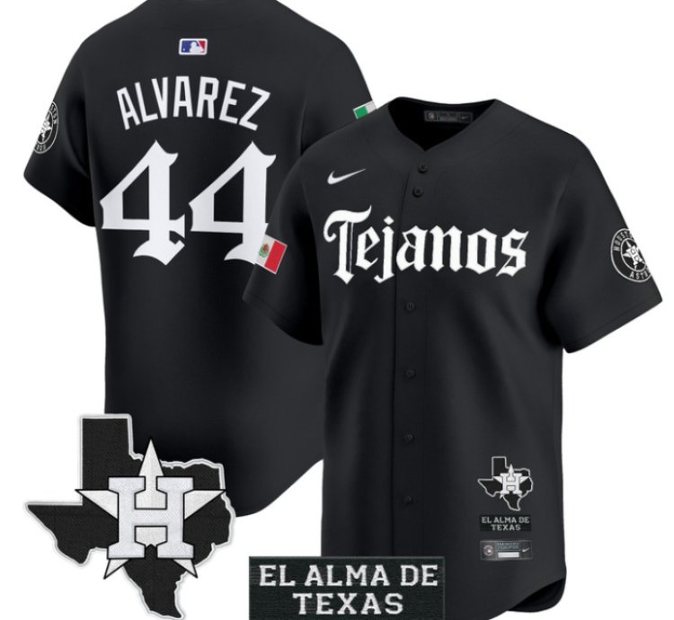Yordan Álvarez Jersey 44 Houston Astros Mexico Tejano Barrio Style Vapor Limited Stitched Black
