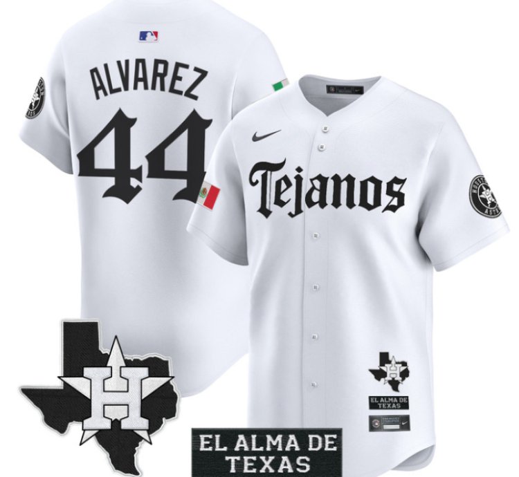 Yordan Álvarez Jersey 44 Houston Astros Mexico Tejano Barrio Style Vapor Limited Stitched White