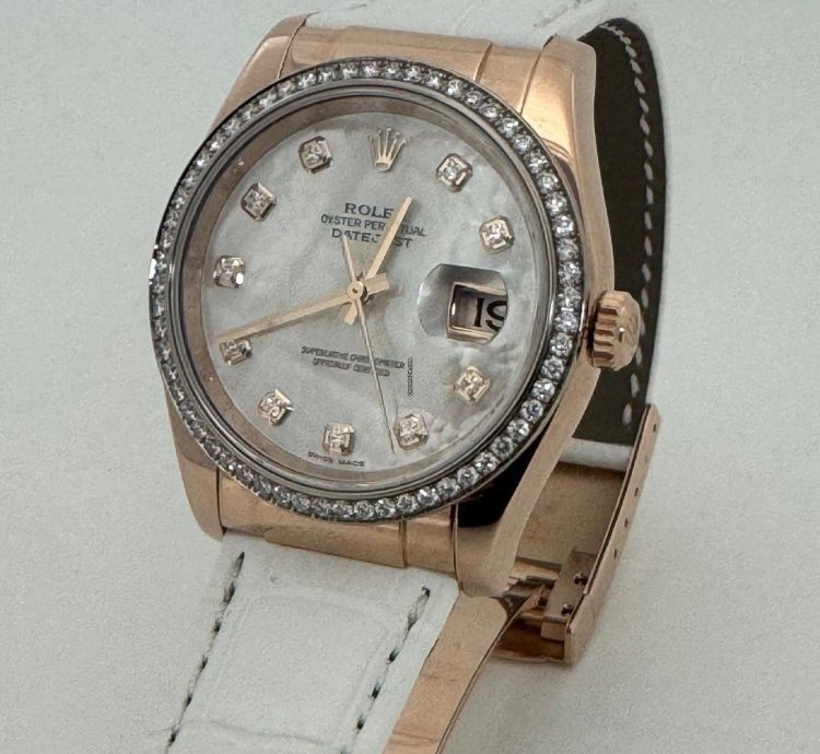 Rolex Datejust 36 18k Rotgold Mit Brillanten Individual Nr V724033 Ro480002-o7609 Vollgold Krokoarmband Mit Zertifikat Rotgold Faltschlie