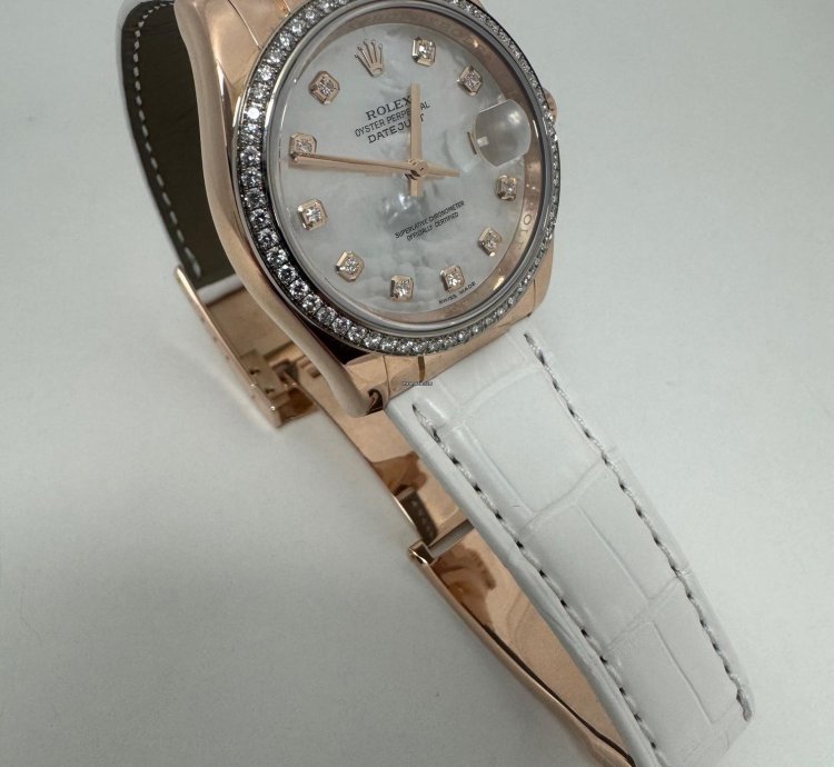 Rolex Datejust 36 18k Rotgold Mit Brillanten Individual Nr V724033 Ro480002-o7609 Vollgold Krokoarmband Mit Zertifikat Rotgold Faltschlie