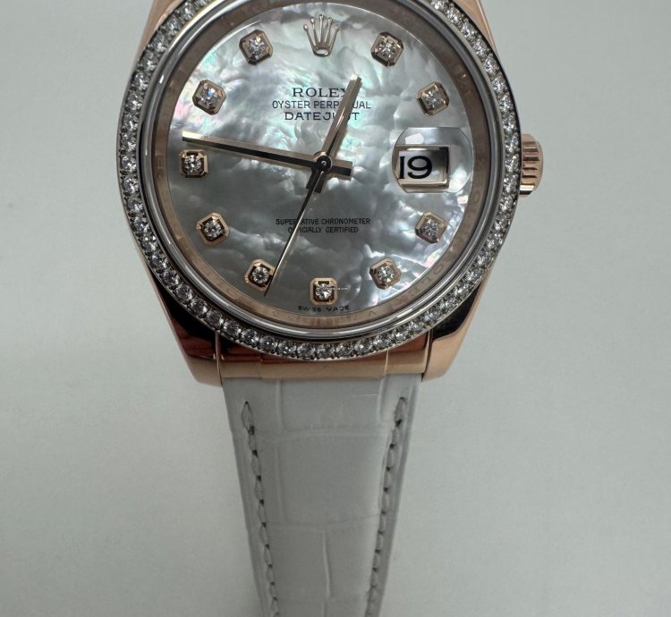 Rolex Datejust 36 18k Rotgold Mit Brillanten Individual Nr V724033 Ro480002-o7609 Vollgold Krokoarmband Mit Zertifikat Rotgold Faltschlie