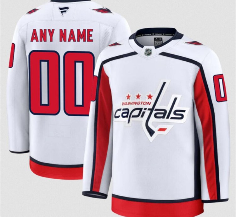 Mens Custom Washington Capitals Jersey Name Number 2025 Away White