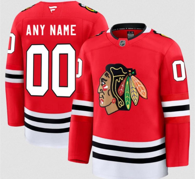 Mens Custom Chicago Blackhawks Jersey Name Number 2025 Home Red