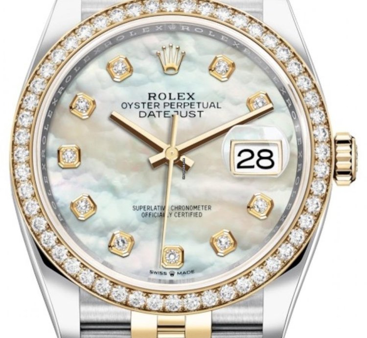Rolex Datejust 36 36mm 126283rbr Mother Of Pearl Factory Diamond Bezel New 2023