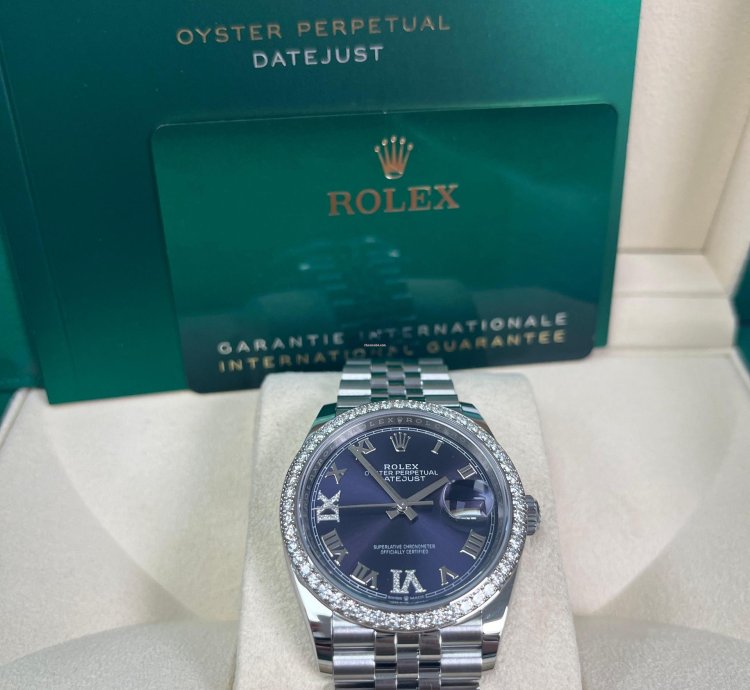 Rolex Datejust 36 36mm Aubergine Purple Roman Dial Jubilee Bracelet Stainless Steel 126284rbr