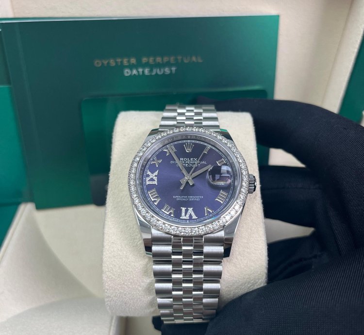 Rolex Datejust 36 36mm Aubergine Purple Roman Dial Jubilee Bracelet Stainless Steel 126284rbr
