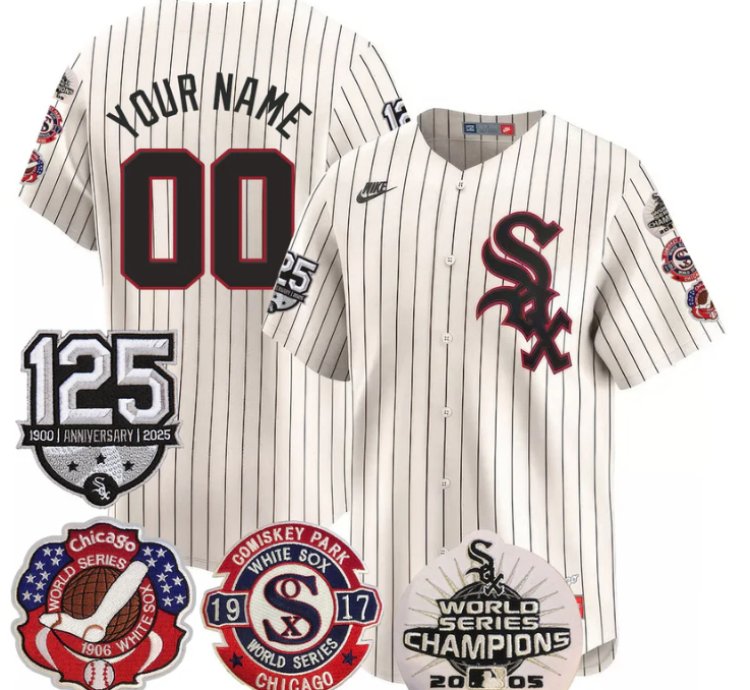 Custom Chicago White Sox Jersey 125th Anniversary World Series Champions Stitched Cream