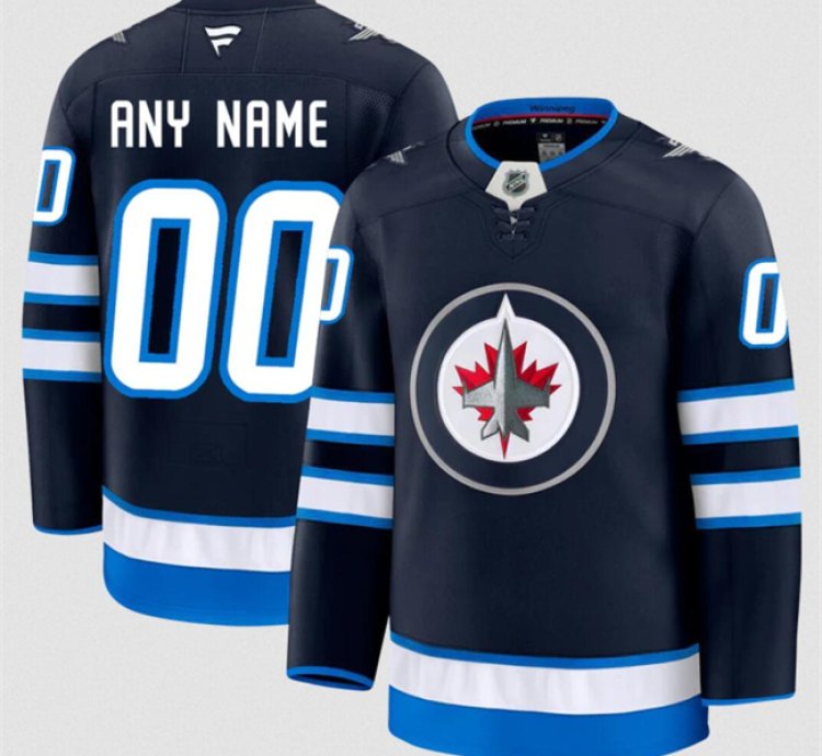 Mens Custom Winnipeg Jets Jersey Name Number 2025 Home Navy
