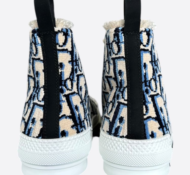 Dior Beige Blue Oblique Tapestry B23 High Top Sneakers