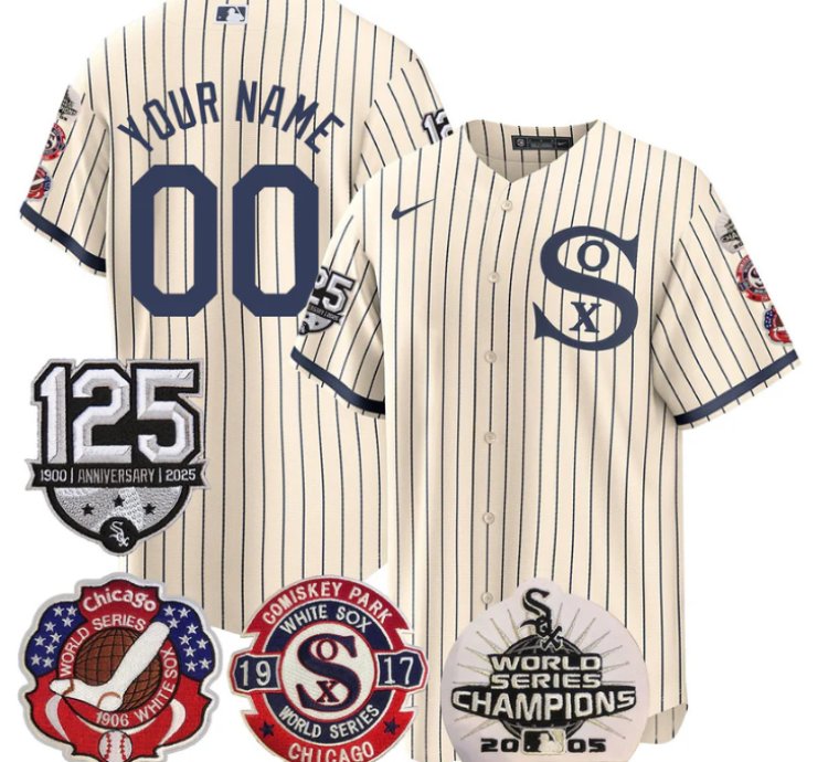 Custom Chicago White Sox Jersey 125th Anniversary World Series Champions Stitched Field Of Dream