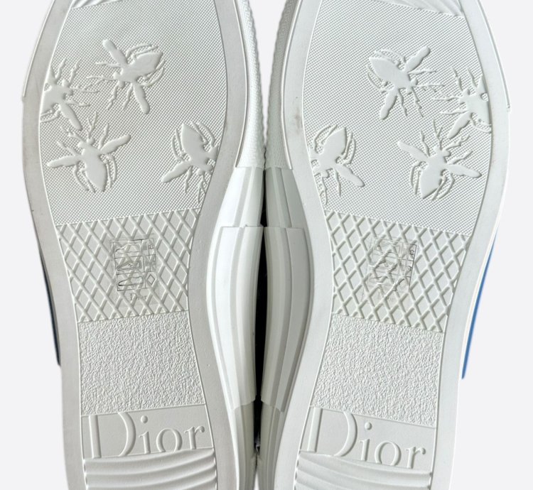 Dior Beige Blue Oblique Tapestry B23 High Top Sneakers