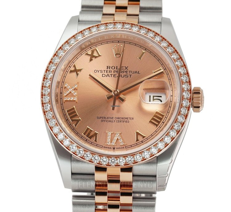 Rolex Datejust 36 36mm Steel Everose Gold Diamond Bezel Rose Diamond Vi Ix Dial Jubilee