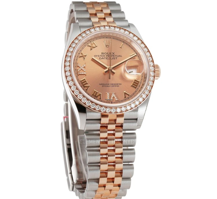 Rolex Datejust 36 36mm Steel Everose Gold Diamond Bezel Rose Diamond Vi Ix Dial Jubilee