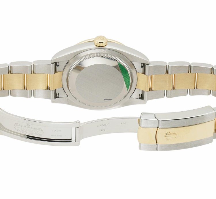 Rolex Datejust 36 36mm Steel Yellow Gold Champagne Diamond Dial Bezel On Oyster Bracelet