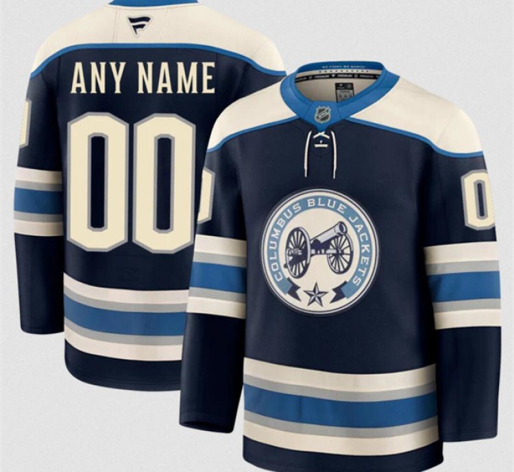 Mens Custom Columbus Blue Jackets Jersey Name Number 2025 Navy Alternate