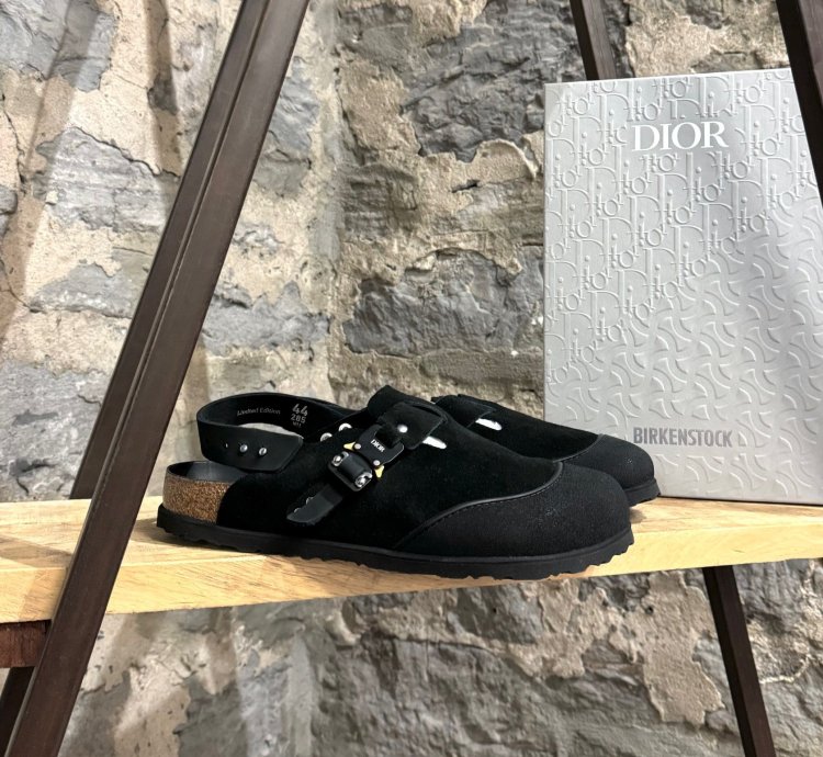 Dior Birkenstock 2022 Black Suede Tokio Mules Slippers