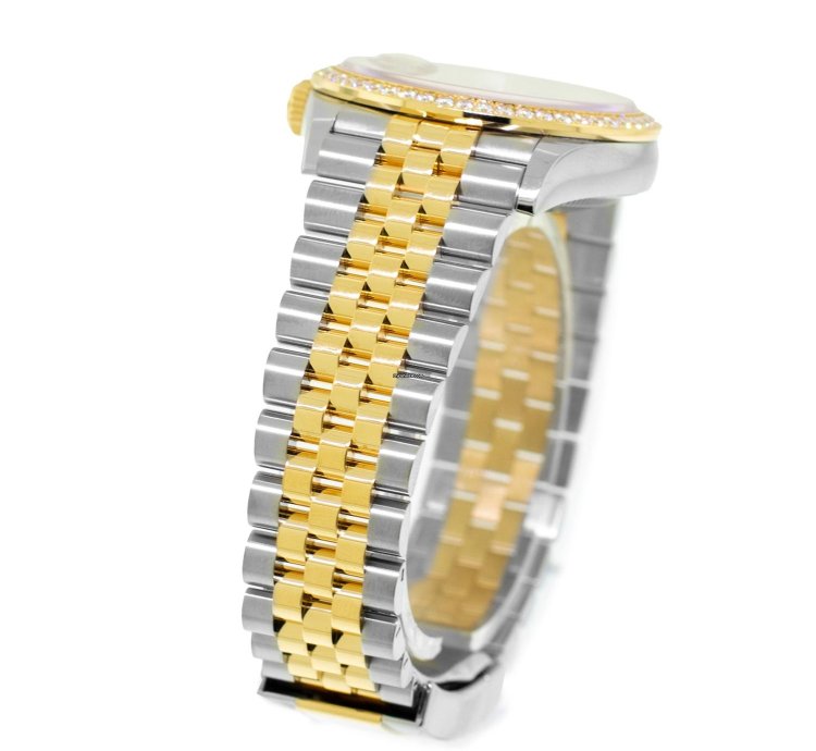 Rolex Datejust 36 36mm Yellow Gold Steel Mop Diamond Dial Diamond Bezel 126283