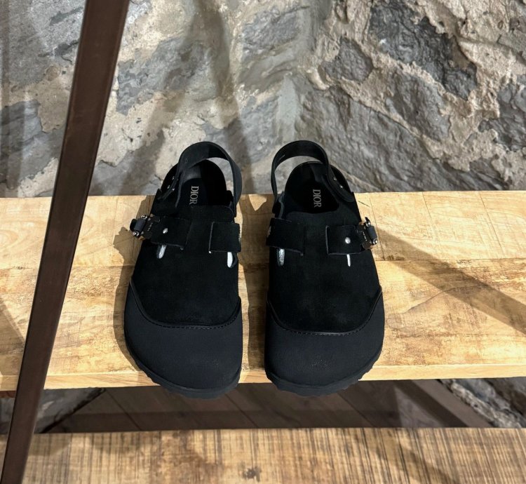 Dior Birkenstock 2022 Black Suede Tokio Mules Slippers