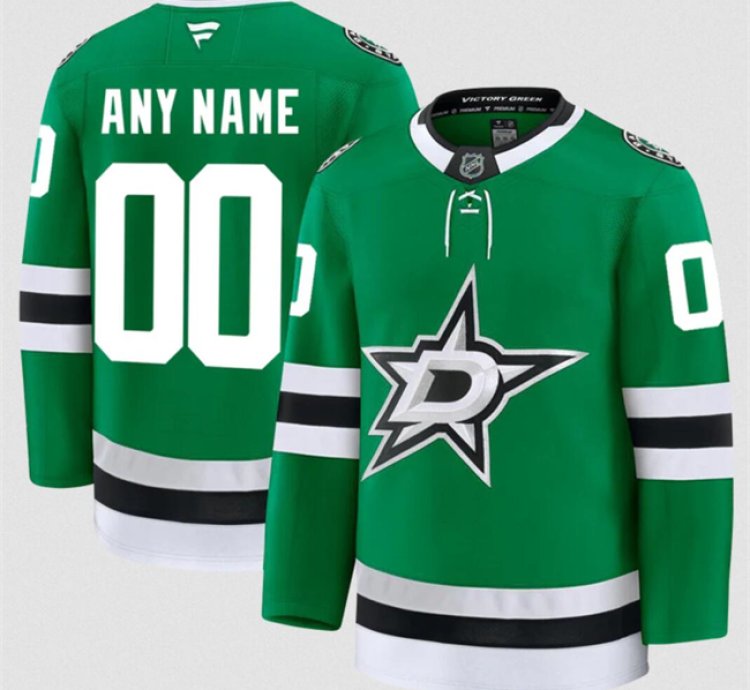 Mens Custom Dallas Stars Jersey Name Number 2025 Home Green Stitched