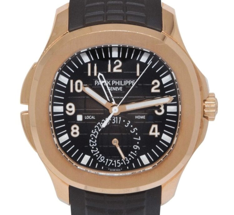 Patek Philippe Aquanaut 5164 Aquanaut Dual Time 18k Rose Gold Rubber Watch 5164r