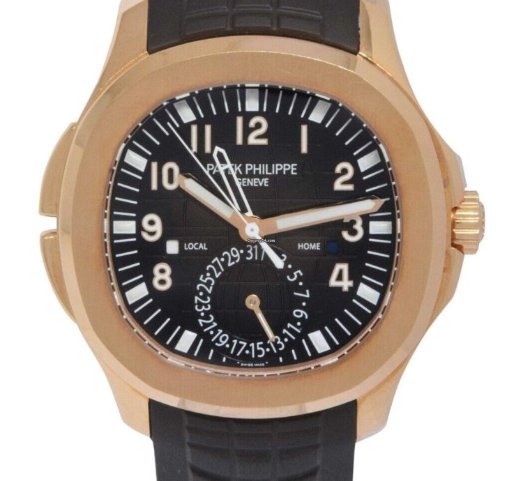 Patek Philippe Aquanaut 5164 Aquanaut Dual Time 18k Rose Gold Rubber Watch 5164r