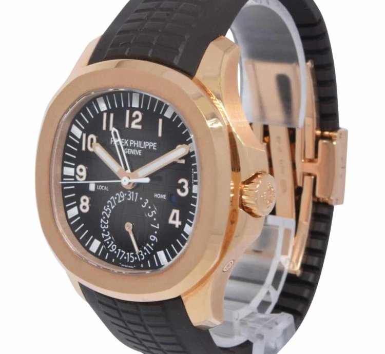 Patek Philippe Aquanaut 5164 Aquanaut Dual Time 18k Rose Gold Rubber Watch 5164r