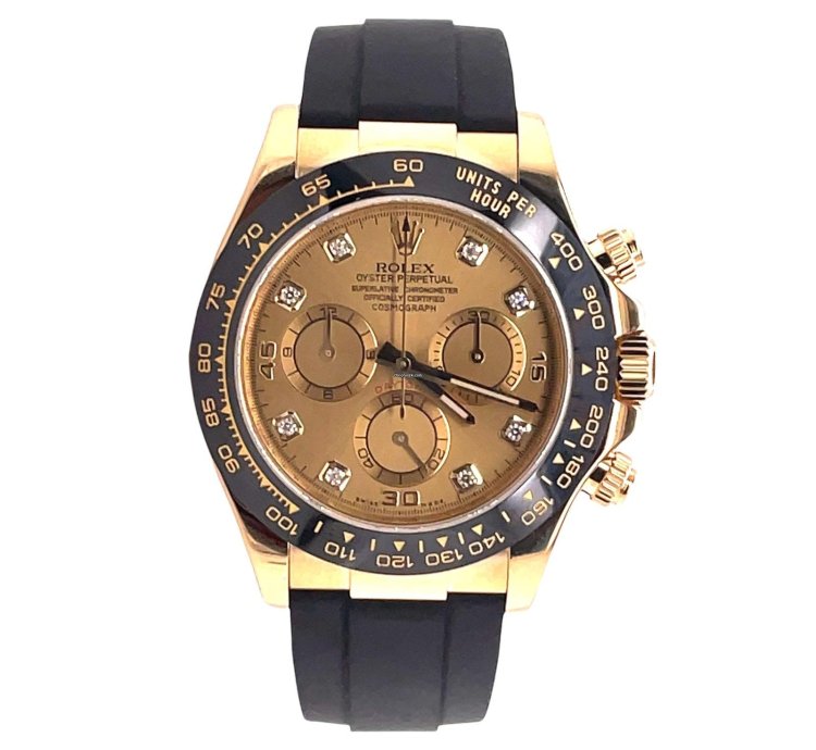 Rolex Daytona 116518ln Factory Diamond Champagne Dial Oysterflex Box And Papers Unworn