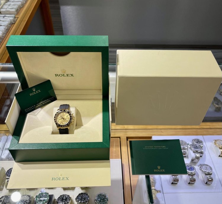 Rolex Daytona 116518ln Factory Diamond Champagne Dial Oysterflex Box And Papers Unworn