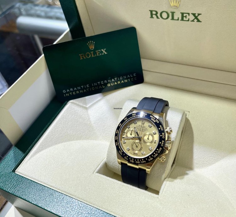 Rolex Daytona 116518ln Factory Diamond Champagne Dial Oysterflex Box And Papers Unworn