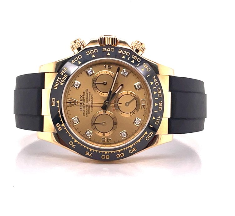 Rolex Daytona 116518ln Factory Diamond Champagne Dial Oysterflex Box And Papers Unworn