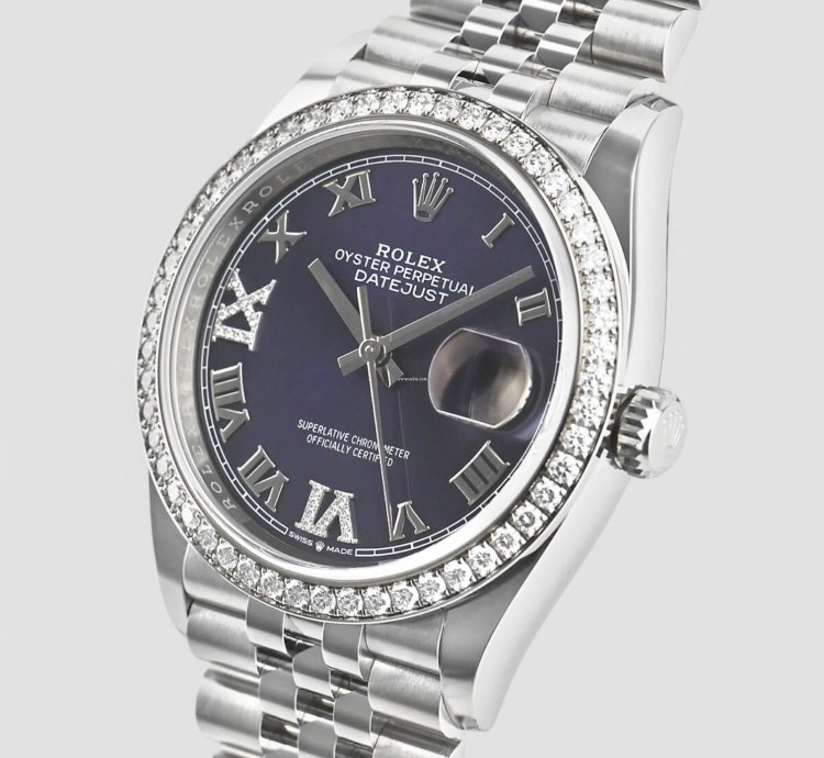 Rolex Datejust 36 Aubergine Roman Vi Ix Diamond White Gold 36mm