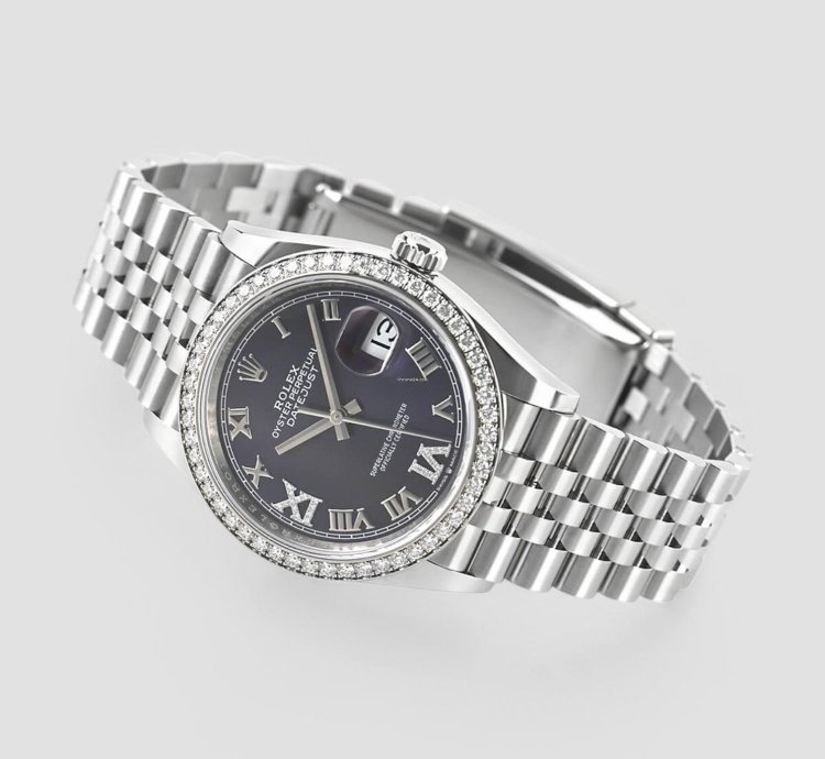 Rolex Datejust 36 Aubergine Roman Vi Ix Diamond White Gold 36mm