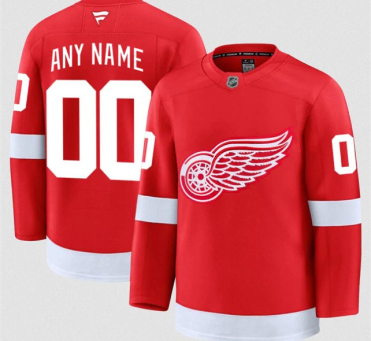 Mens Custom Detroit Red Wings Jersey Name Number 2025 Home Red Stitched