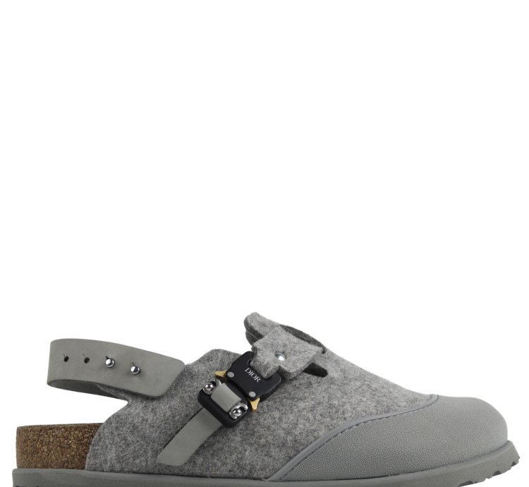 Dior Birkenstock Gray Wool Tokio Mule