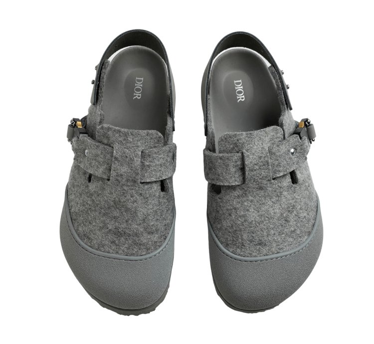 Dior Birkenstock Gray Wool Tokio Mule