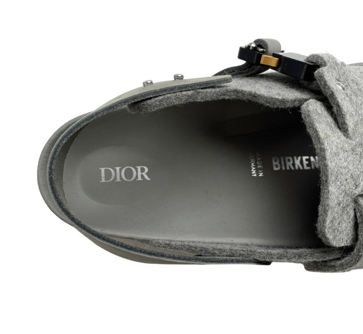 Dior Birkenstock Gray Wool Tokio Mule