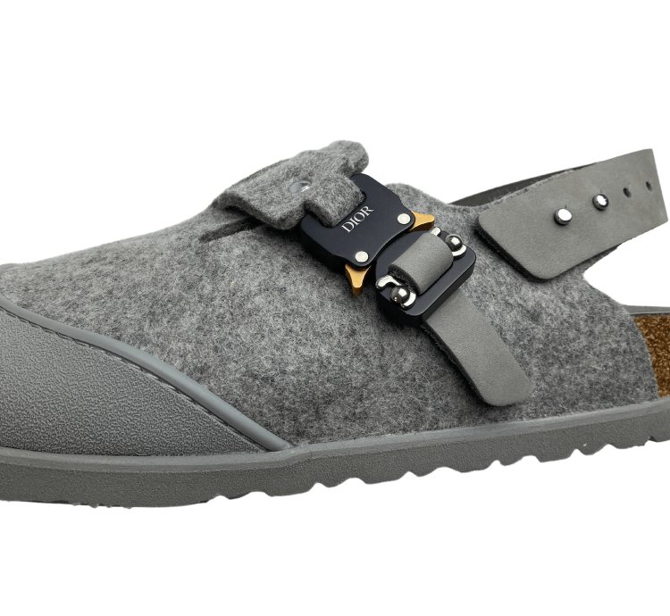 Dior Birkenstock Gray Wool Tokio Mule